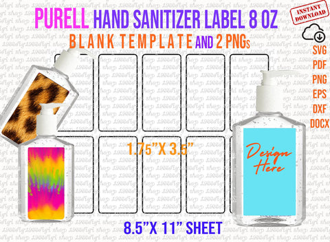 Bundle Hand Sanitizer Label Template, Hand Sanitizer Labels Svg, 1oz, 2oz, 8oz Labels Template Hand Sanitizer Svg, Docx, Dxf, Eps, Pdf SVG 1966digi 