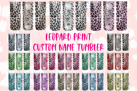 Bundle Leopard print Tumbler 20oz skinny tumbler Castom name Sublimation BambinaCreations 