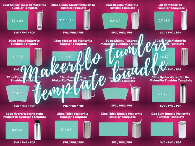 Bundle Makerflo tumbler template SVG BambinaCreations 