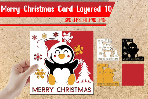 BUNDLE | Merry Christmas Card Layered - 10 Designs SVG zafrans studio 