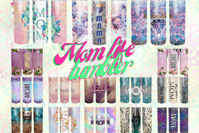 Bundle MOM life Tumbler Design 20 oz skinny tumbler wrap Sublimation BambinaCreations 
