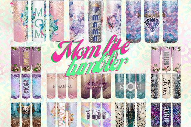 Bundle MOM life Tumbler Design 20 oz skinny tumbler wrap Sublimation BambinaCreations 