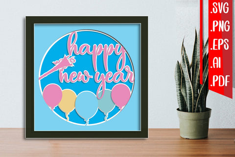 BUNDLE | New Year Layered Papercut svg eps png ai pdf 3D Paper zafrans studio 