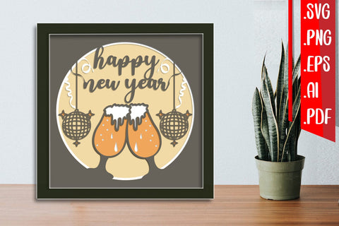 BUNDLE | New Year Layered Papercut svg eps png ai pdf 3D Paper zafrans studio 