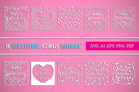 Bundle of 10 Valentine Cards SVG SVG Slim Studio 