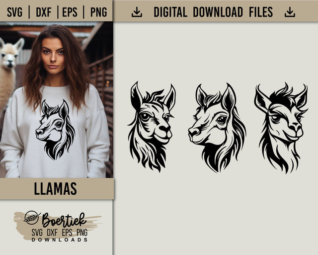 Bundle of 3 llamas, SVG files SVG Boertiek 