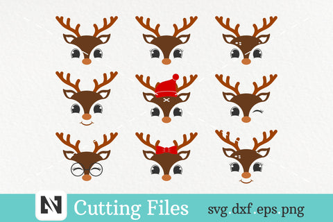 Bundle of 9 Cute Deer Face Svg - deer svg, deer face svg SVG Pinoyart Kreatib 