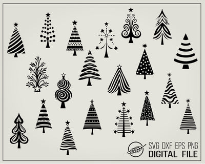 Bundle of Hand drawn Christmas trees SVG file SVG Boertiek 