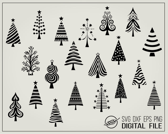 Bundle of Hand drawn Christmas trees SVG file SVG Boertiek 