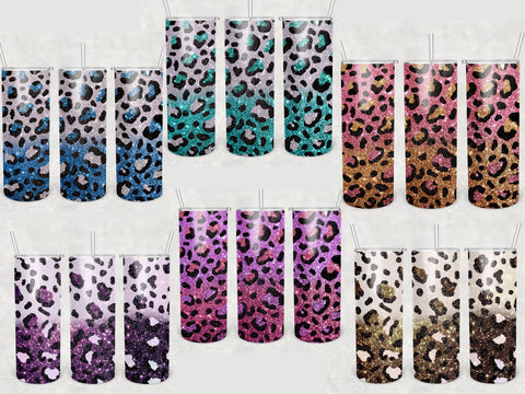 Bundle Ombre Leopard print Tumbler 20oz skinny tumbler wrap Sublimation BambinaCreations 