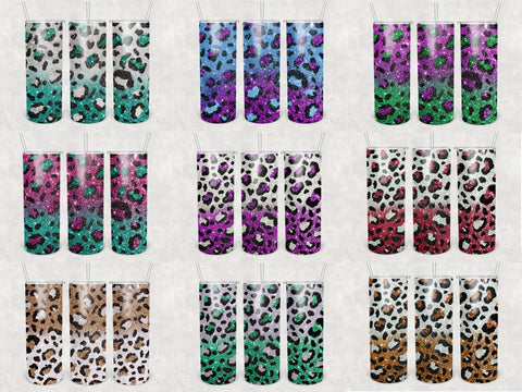 Bundle Ombre Leopard print Tumbler 20oz skinny tumbler wrap Sublimation BambinaCreations 
