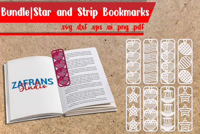BUNDLE | Star and Strip Bookmarks Papercut SVG zafrans studio 