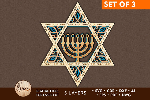 Bundle STARs of DAVID SVG LaserCutano 