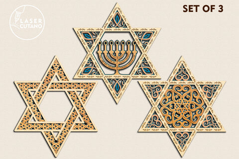 Bundle STARs of DAVID SVG LaserCutano 