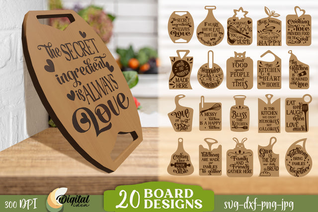 Bundle SVG. 3D Laser Cut Design. Engraved Cutting Boards Laser Cut. SVG Evgenyia Guschina 
