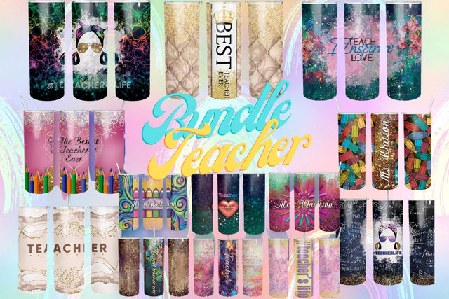 Bundle Teacher Tumbler Design 20 oz skinny tumbler wrap Sublimation BambinaCreations 