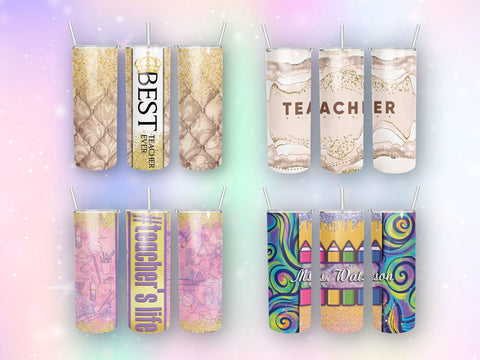 Bundle Teacher Tumbler Design 20 oz skinny tumbler wrap Sublimation BambinaCreations 