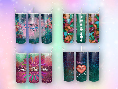 Bundle Teacher Tumbler Design 20 oz skinny tumbler wrap Sublimation BambinaCreations 