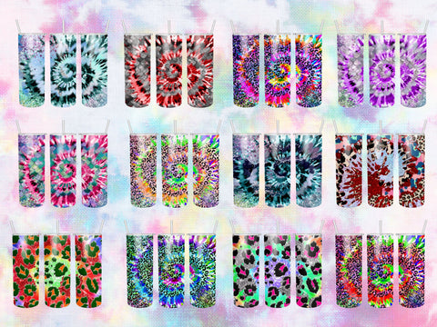 Bundle Tie Dye Tumbler Design 20oz skinny tumbler wrap Sublimation BambinaCreations 