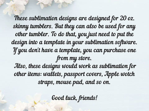 Bundle Tumbler Wrap 20oz skinny tumbler wrap sublimation Sublimation BambinaCreations 