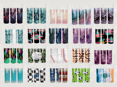 Bundle Tumbler Wrap 20oz skinny tumbler wrap sublimation Sublimation BambinaCreations 