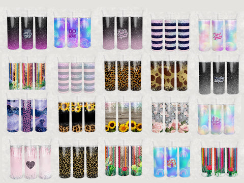 Bundle Tumbler Wrap 20oz skinny tumbler wrap sublimation Sublimation BambinaCreations 