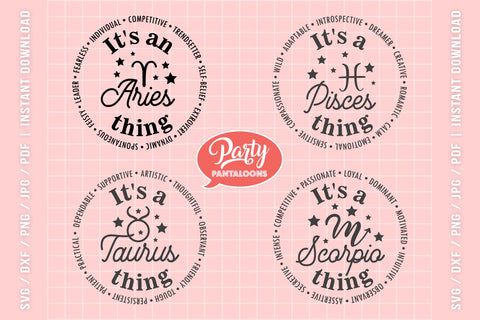 BUNDLE-ZODIAC | Zodiac Signs SVG bundle SVG Partypantaloons 