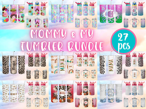 Bundle#1 Mommy and me tumbler set Sublimation design wrap SVG BambinaCreations 
