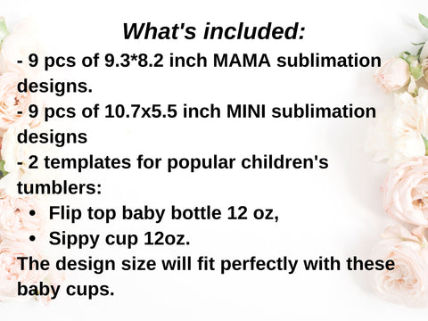 Bundle#3 Mommy and me tumbler set Sublimation design wrap SVG BambinaCreations 
