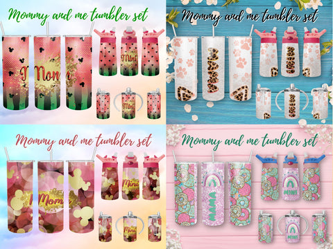 Bundle#3 Mommy and me tumbler set Sublimation design wrap SVG BambinaCreations 