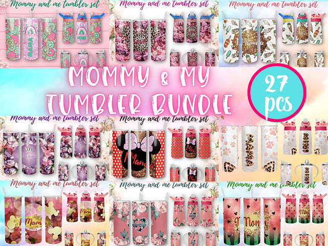 Bundle#3 Mommy and me tumbler set Sublimation design wrap SVG BambinaCreations 