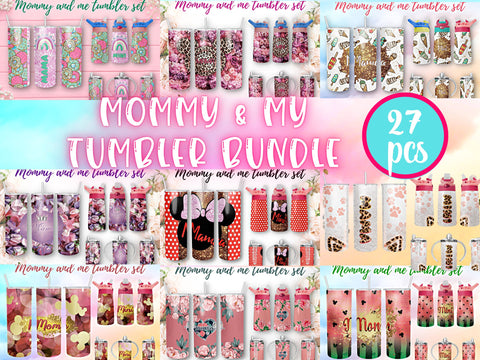 Bundle#3 Mommy and me tumbler set Sublimation design wrap SVG BambinaCreations 