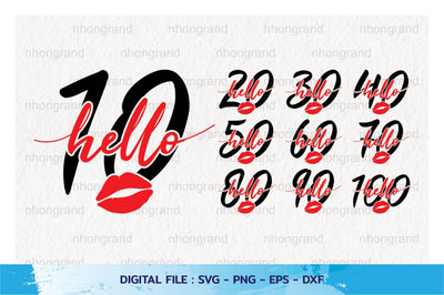 Bundles Birthday fabulous hello 10-100 years, t-shirt, Cricut Files, svg, png, eps, dxf, Instant Download SVG nhongrand 