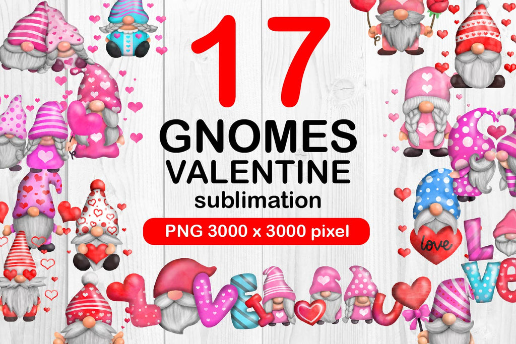 bundles valentine gnomes PNG sublimation - So Fontsy