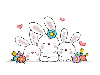 Bunnies Embroidery Design, 3 sizes Embroidery/Applique DESIGNS Nino Nadaraia 
