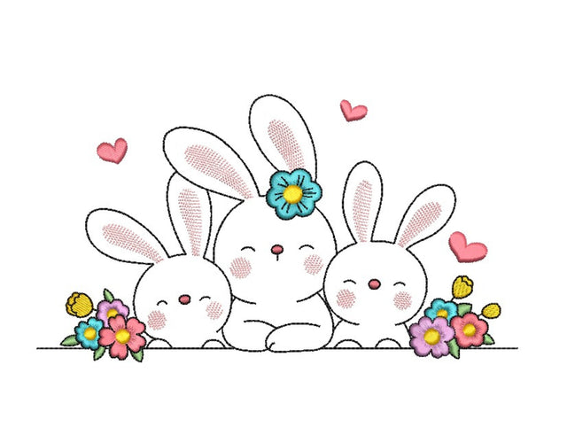 Bunnies Embroidery Design, 3 sizes Embroidery/Applique DESIGNS Nino Nadaraia 