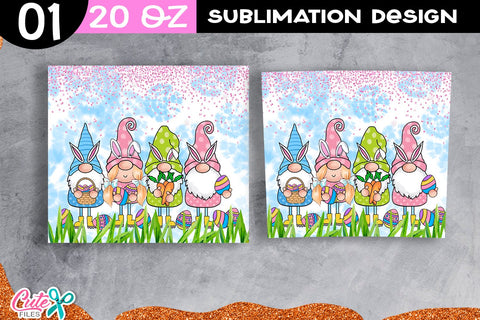 Bunnies Gnomes for Easter Tumbler PNG Sublimation Cute files 