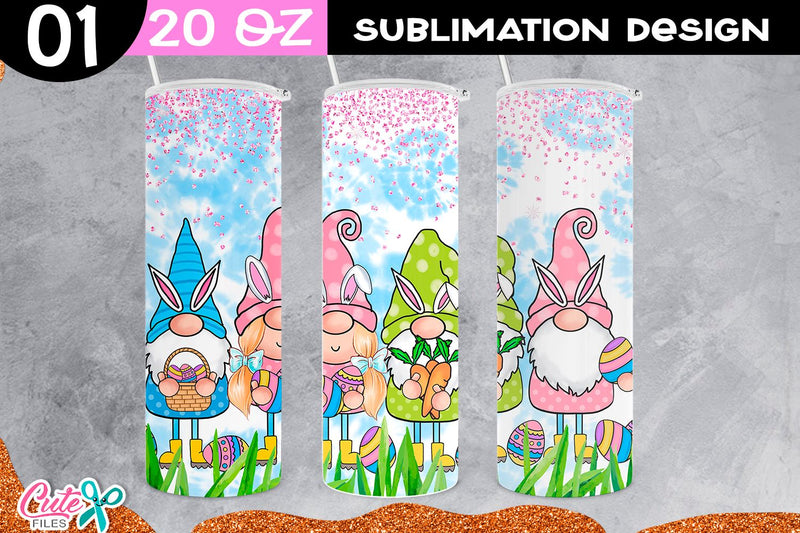 Bunnies Gnomes for Easter Tumbler PNG Sublimation Cute files 