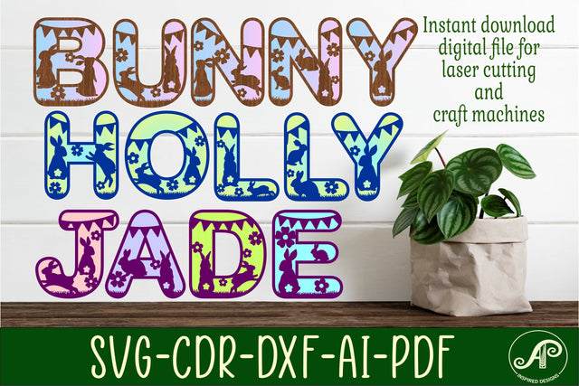 Bunny alphabet set. 2 layer letters. 47 letter options SVG SVG APInspireddesigns 