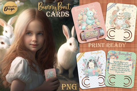 Bunny Bait Cards Bundle | Printable PNG Cards 3D Paper Klava P 