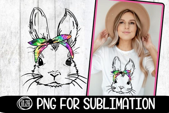 Bunny - Bandana - Easter PNG - Tye Dye - 300 DPI Sublimation Sublimation On the Beach Boutique 