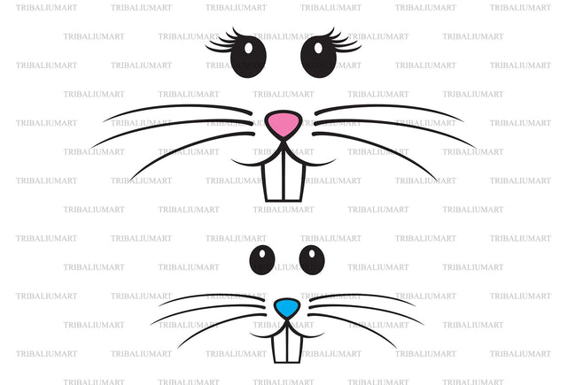 Bunny boy and girl face SVG TribaliumArtSF 