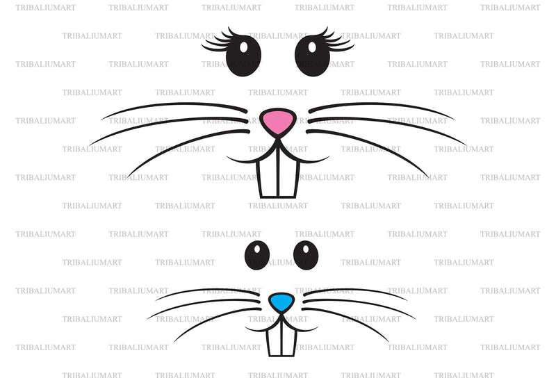 Bunny boy and girl face SVG TribaliumArtSF 