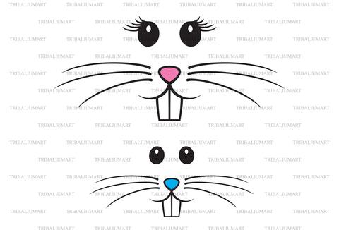 Bunny boy and girl face SVG TribaliumArtSF 
