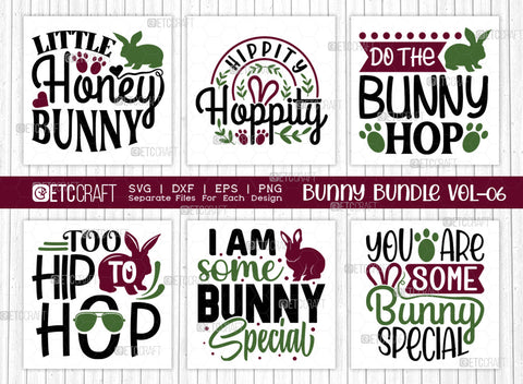 Bunny Bundle Vol-06 | Do The Bunny Hop Svg | Hippity Hoppity Svg | Little Honey Bunny Svg | Too Hip To Hop Svg | Bunny Quote Design Bunny Loves Me Svg | Easter Svg | T-shirt Design SVG ETC Craft 