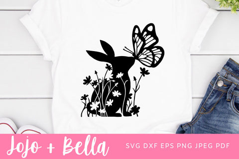 Bunny Butterfly Silhouette Svg, Easter Bunny SVG, Spring Bunny Svg, Bunny Svg, Happy Easter Svg, Svg files, Bunny Svg, Cute Easter Bunny Svg SVG Jojo&Bella 
