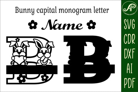 Bunny capital monogram letter B SVG SVG APInspireddesigns 