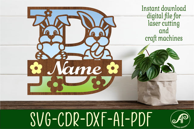 Bunny capital monogram letter B SVG SVG APInspireddesigns 