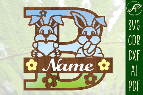 Bunny capital monogram letter B SVG SVG APInspireddesigns 