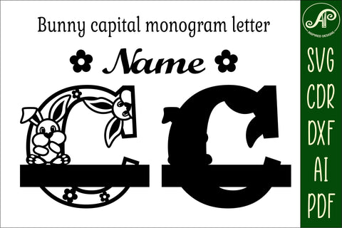 Bunny capital monogram letter C SVG SVG APInspireddesigns 